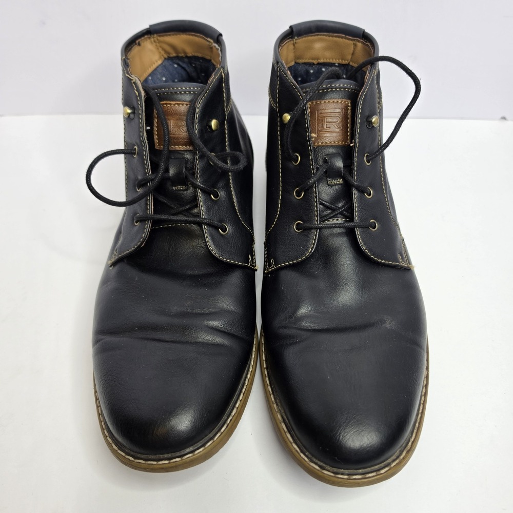 Rye Mens Black Leather Chukka Boots Casual Lace Up Shoe Size 13